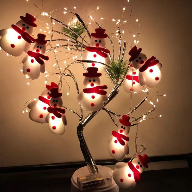 2023 Christmas Decoration Snowman LED String Lights Garland Xmas Fairy Lights Decor for Home Navidad Christmas Ornament New Year