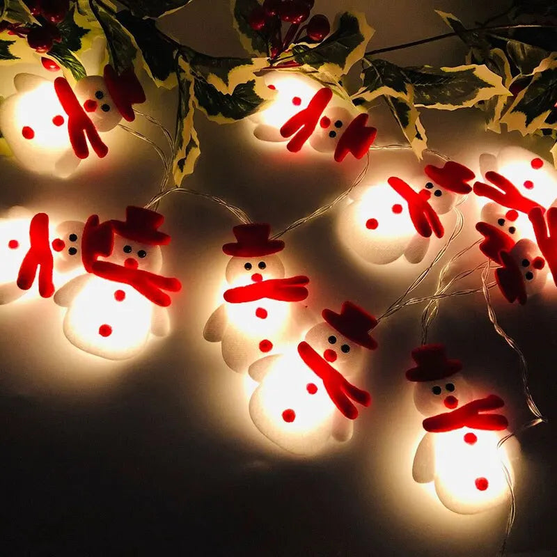 2023 Christmas Decoration Snowman LED String Lights Garland Xmas Fairy Lights Decor for Home Navidad Christmas Ornament New Year