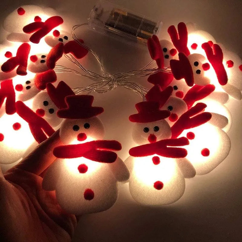 2023 Christmas Decoration Snowman LED String Lights Garland Xmas Fairy Lights Decor for Home Navidad Christmas Ornament New Year