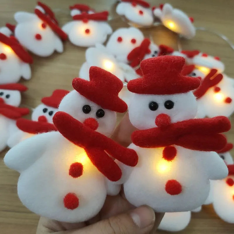 2023 Christmas Decoration Snowman LED String Lights Garland Xmas Fairy Lights Decor for Home Navidad Christmas Ornament New Year